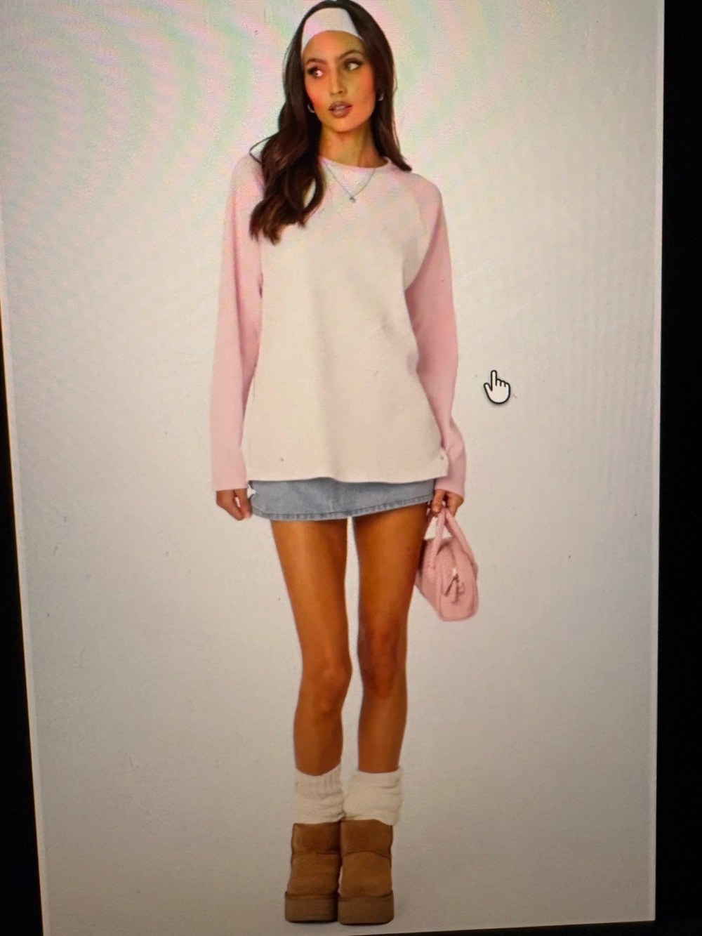 Edikted Me Time Oversized Two-Tone Light Pink Waffle Top.